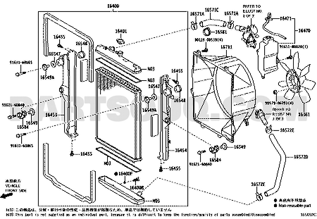 موضع غطاء المروحة 16711-31500 في مخطط لاندكروزر 70 | Toyota Land Cruiser EPC diagram