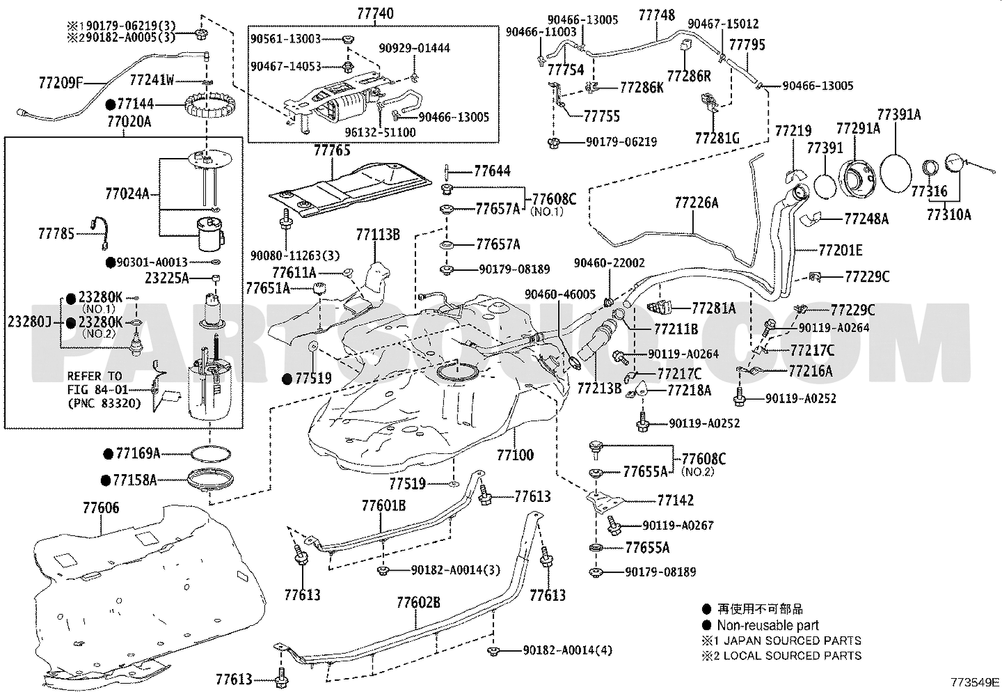 مخطط موقع منظم ضغط الوقود تويوتا 23280-38020 | Fuel pressure regulator EPC diagram