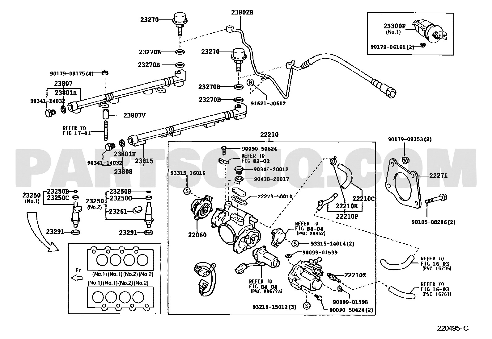 مخطط موضع فلتر الوقود رقم 1 لكزس تويوتا 23300-50060 | OEM EPC location diagram