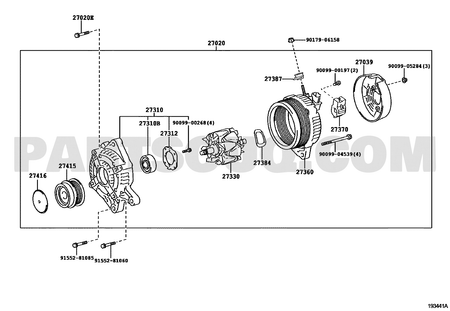 مخطط موضع بكرة الدينمو 27415-0W063 | Toyota EPC location diagram