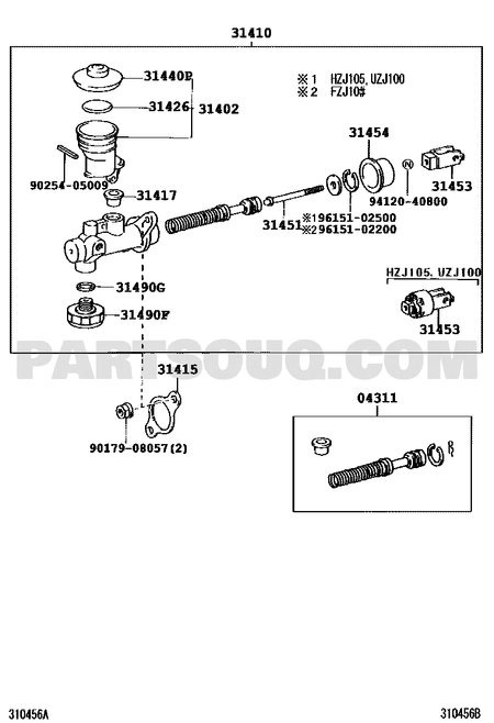 مخطط ماستر كلتش لاندكروزر 31410-60600 | Toyota EPC clutch master diagram