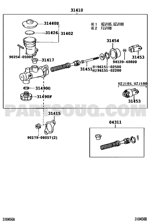 مخطط ماستر كلتش لاندكروزر 31410-60600 | Toyota EPC clutch master diagram