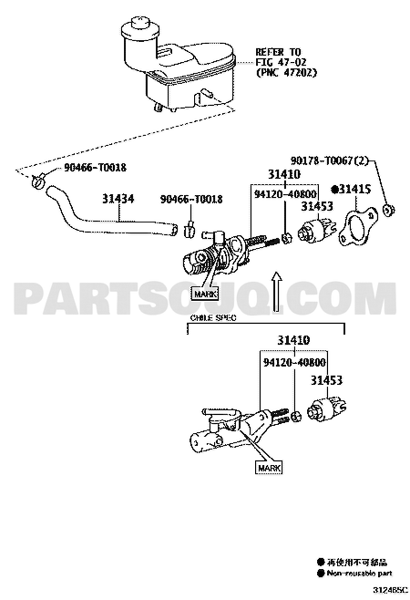 مخطط موضع ماستر الكلتش العلوي 31420-0K014 | Toyota EPC diagram