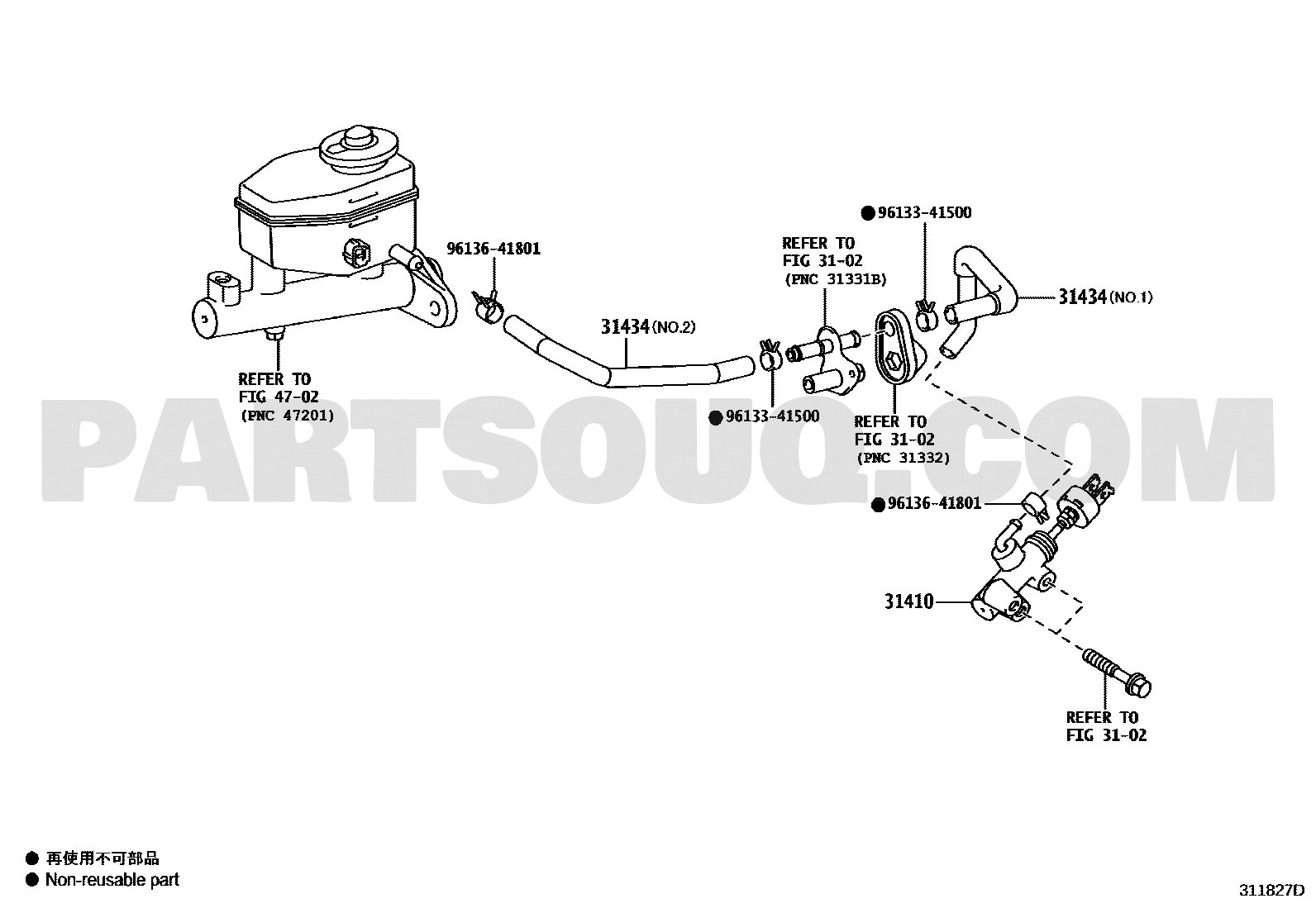 مخطط ماستر الكلتش العلوي لاندكروزر 70 رقم 31420-60051 | Clutch Master Cylinder Diagram