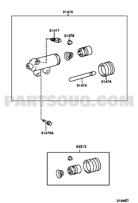 مخطط موضع أسطوانة تحرير الكلتش 31470-60250 | Toyota EPC callout 31470