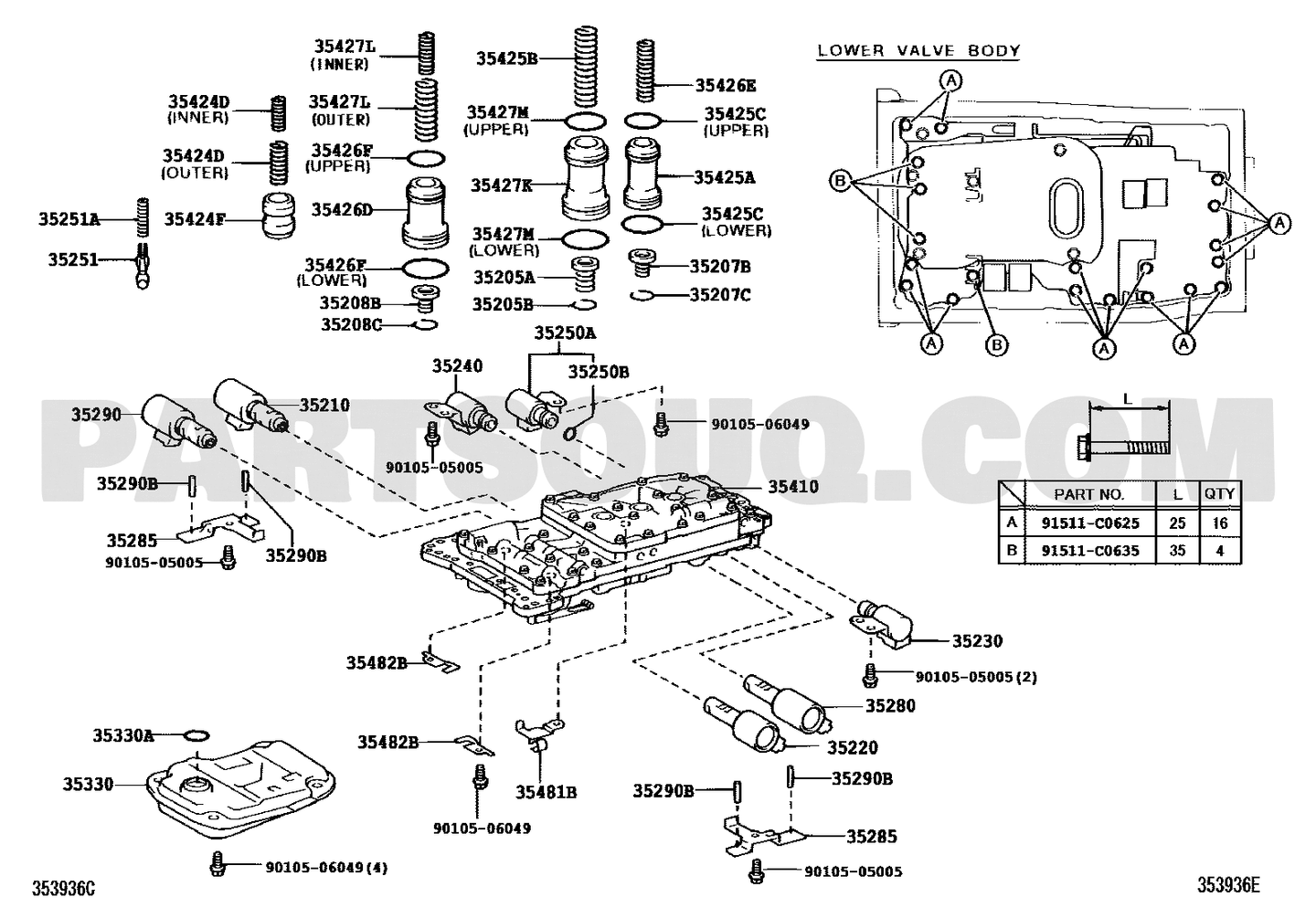 مخطط موضع مصفاة زيت الجير 35330-60050 | Toyota EPC transmission oil strainer diagram