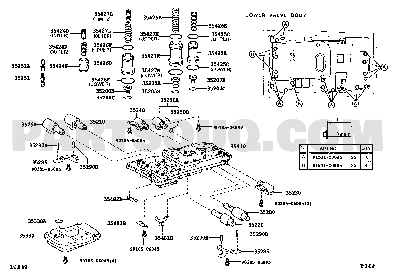 مخطط موضع مصفاة زيت الجير 35330-60050 | Toyota EPC transmission oil strainer diagram