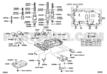 مخطط موضع مصفاة زيت الجير 35330-60050 | Toyota EPC transmission oil strainer diagram