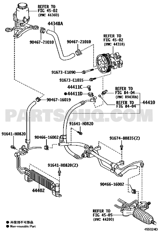مخطط كتالوج تويوتا لرقم OEM 44348-60390، موضع 44348A | Toyota EPC diagram for OEM 44348-60390, callout 44348A