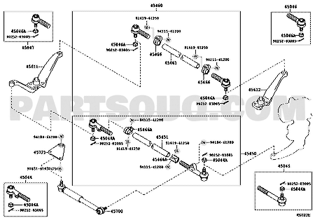 مخطط موضع رأس الدركسون 45046-69135، الرمز 45047 | Toyota EPC diagram, callout 45047