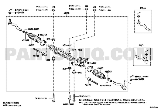 مخطط موضع طرف الدركسون الأيمن 45046-69236 | Toyota EPC tie rod end RH
