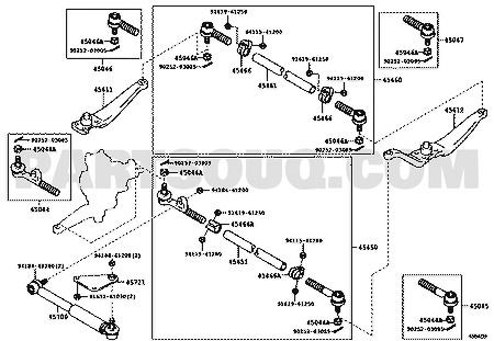 مخطط تويوتا EPC لطرف ذراع التوجيه الأيمن، OEM 45047-69085، موضع 45047 | Toyota EPC diagram for right tie rod end, callout 45047