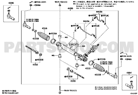 مخطط موقع رأس الدركسون الداخلي تويوتا 45503-09321 | Steering rack end EPC diagram