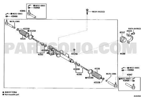 مخطط رأس الدركسون الداخلي تويوتا هايس 45503-29836 | Steering rack end EPC diagram