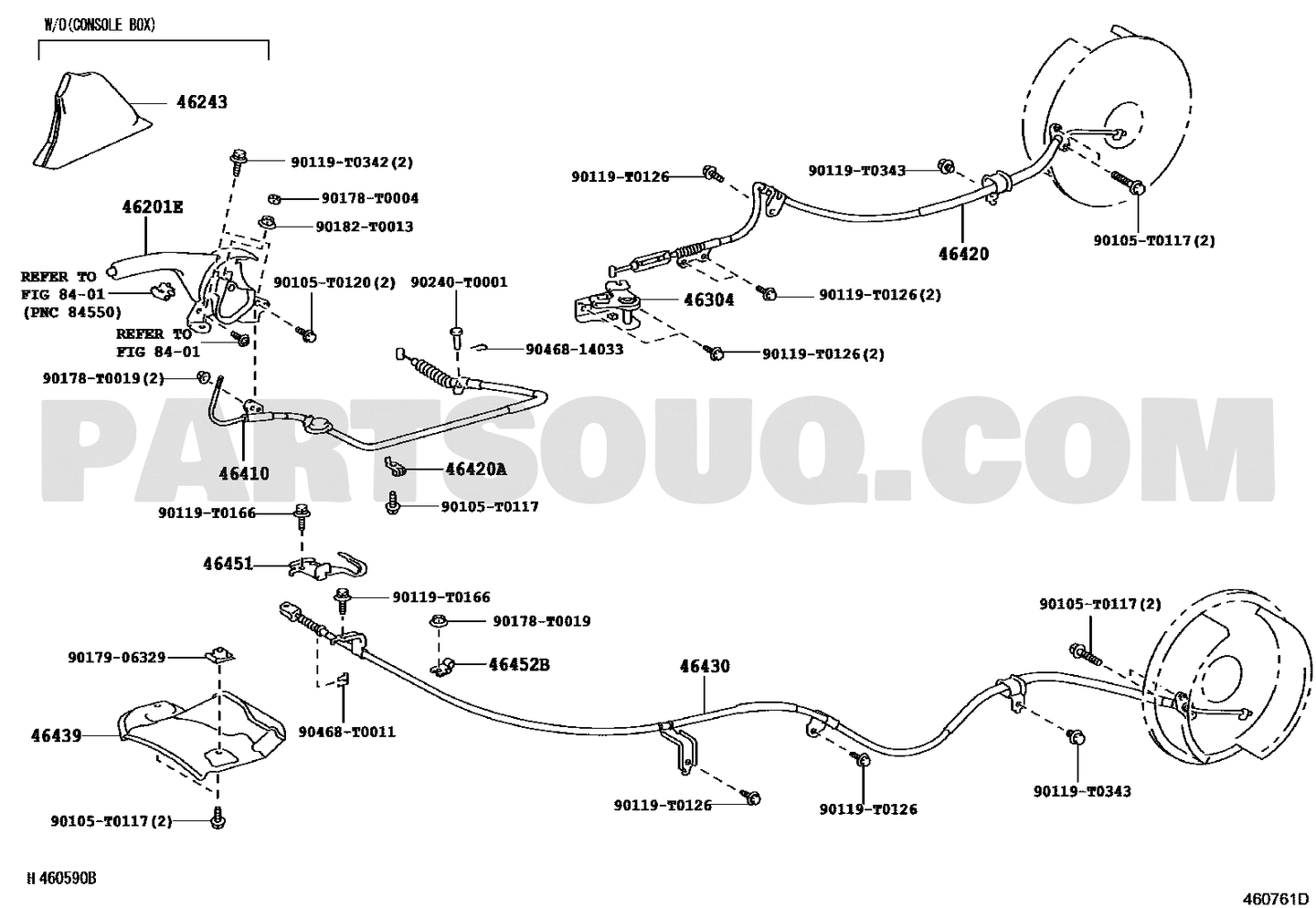 مخطط تركيب سلك فرامل التوقف هايلكس 46420-0K030 | Toyota EPC parking brake diagram