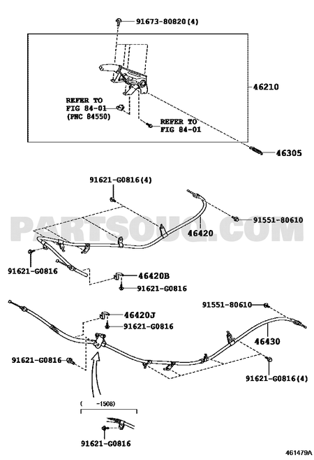 مخطط موضع كيبل فرامل اليد 46420-60090 | Toyota EPC location diagram