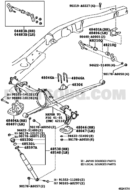 مخطط موضع المساعد الخلفي الأيسر تندرا 48530-09M80 | Toyota Tundra rear LH shock absorber EPC diagram