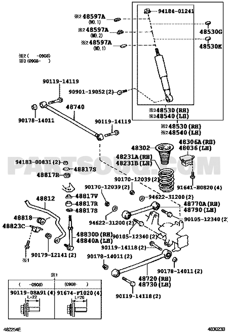مخطط موضع المساعد الخلفي تويوتا 48530-80609 | Toyota EPC rear shock diagram
