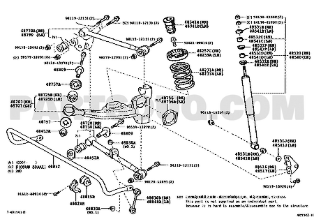 مخطط موضع المساعد الخلفي 48531-49285 | Toyota EPC rear shock absorber diagram
