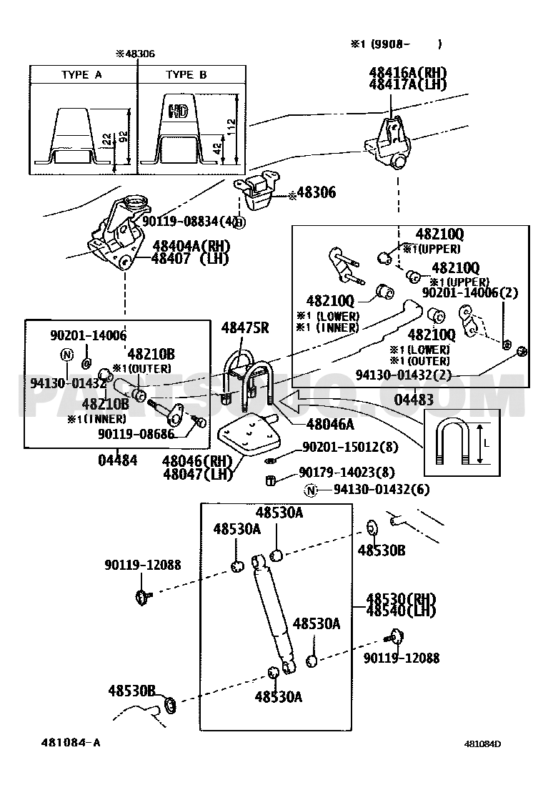 مخطط موضع المساعد الخلفي تويوتا 48531-69865 | Toyota rear shock absorber EPC position diagram