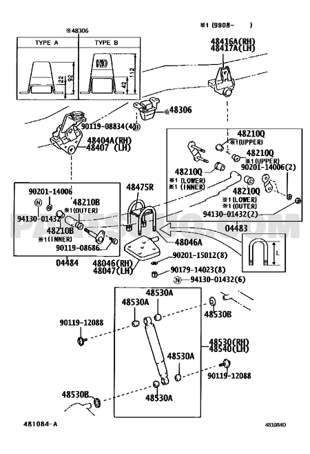 مخطط موضع المساعد الخلفي تويوتا 48531-69885 | Toyota EPC rear shock diagram