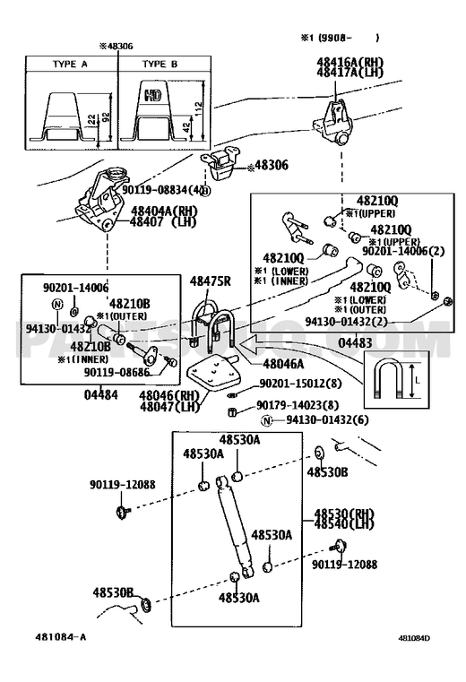 مخطط موضع المساعد الخلفي تويوتا 48531-69885 | Toyota EPC rear shock diagram