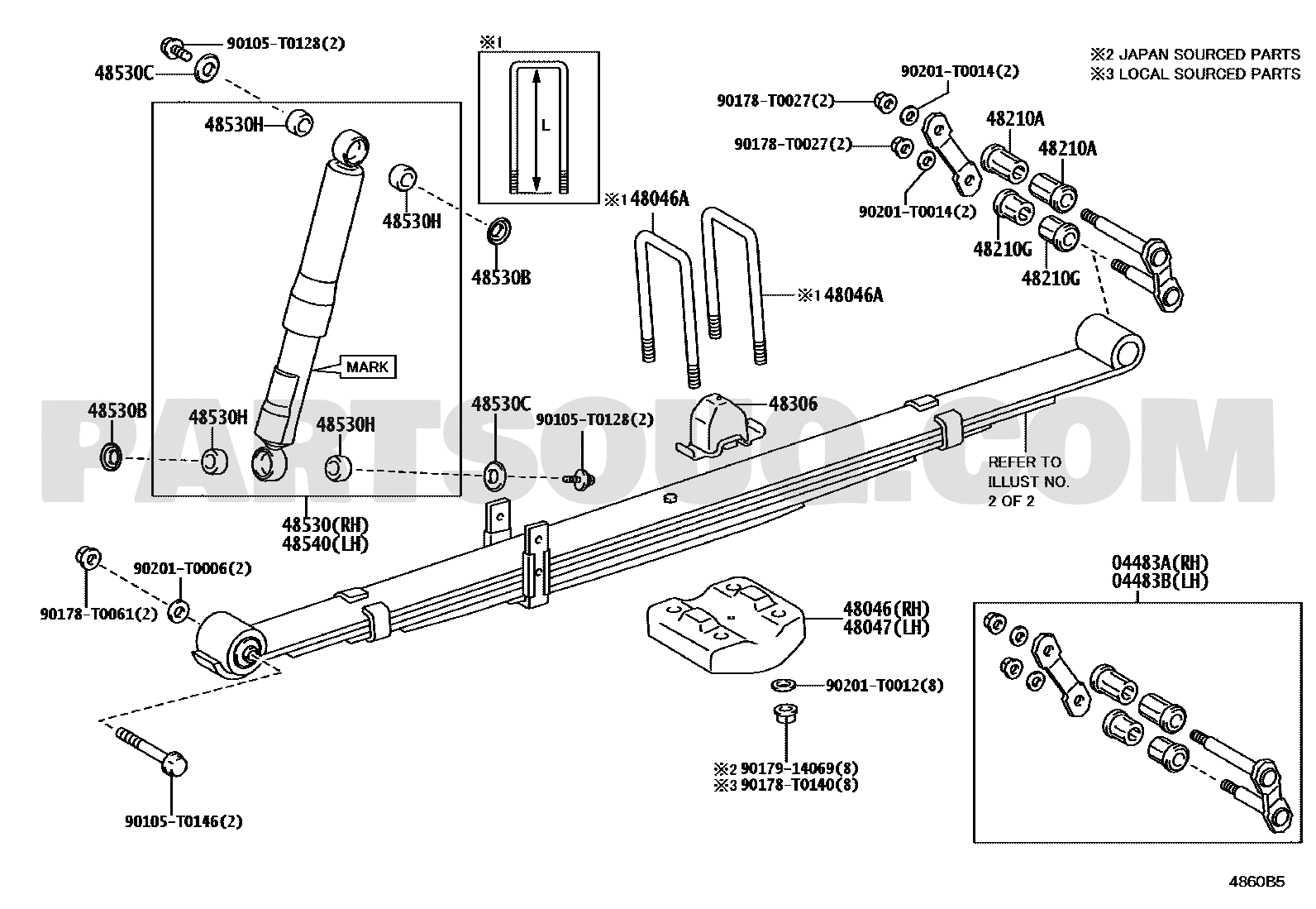 مخطط موضع المساعد الخلفي الأيمن هايلوكس 48531-8Z031 | Toyota Hilux rear RH shock absorber EPC diagram