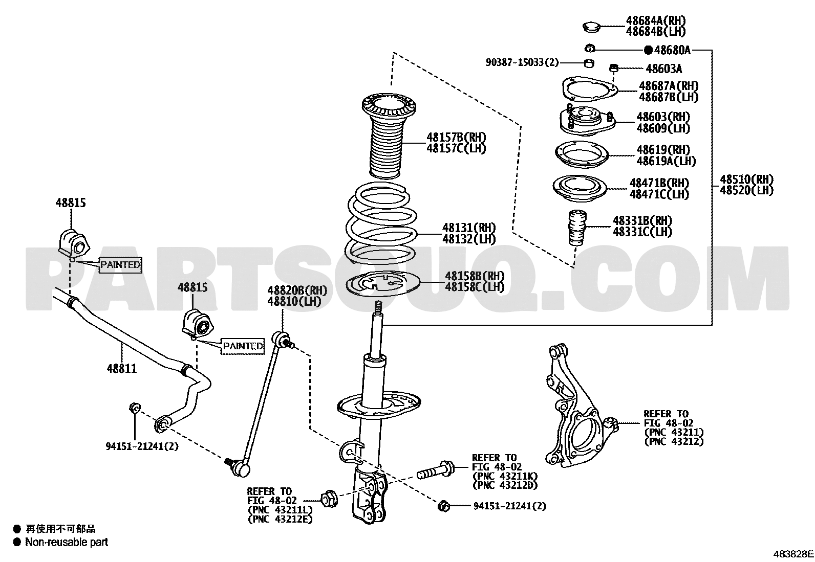 مخطط موضع كرسي المساعد الأمامي اليسار 48609-42040 | Toyota EPC diagram