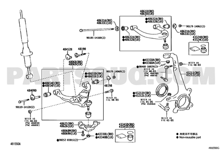Toyota EPC diagram for 48654-60030 callouts 48654E and 48654F