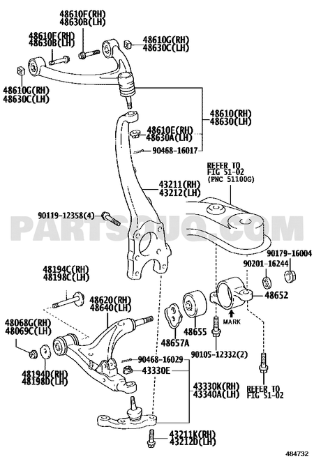 مخطط Lexus EPC لموضع جلدة الذراع 48655-50012 | Lexus EPC position diagram for 48655-50012