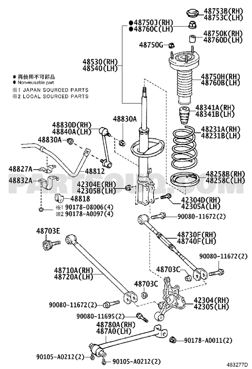 مخطط Toyota EPC للقطعة 48750-06130 – الموضعان 48750H و48760B | Toyota EPC callouts 48750H and 48760B