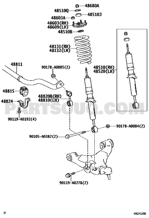مخطط وصلة ميزان أمامية يمين 48820-0C010 | Toyota EPC stabilizer link diagram