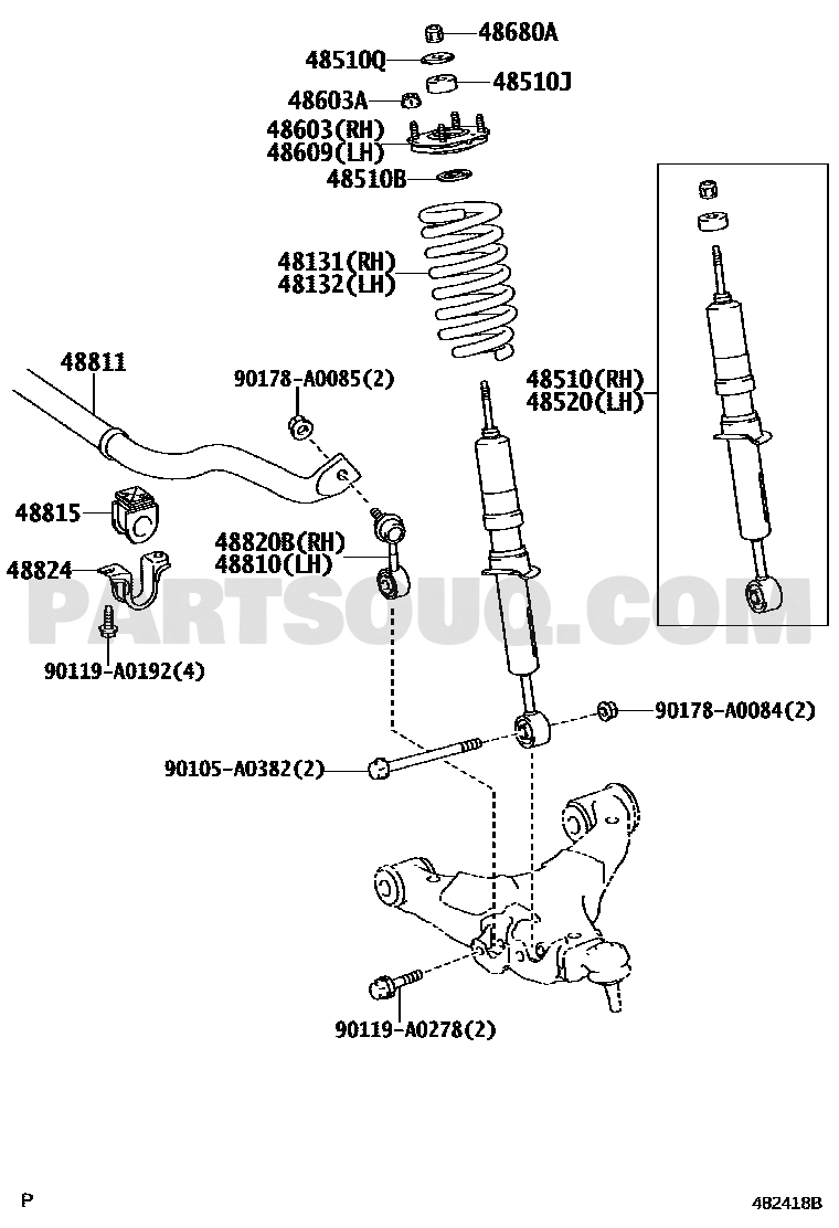 مخطط وصلة ميزان أمامية يمين 48820-0C010 | Toyota EPC stabilizer link diagram