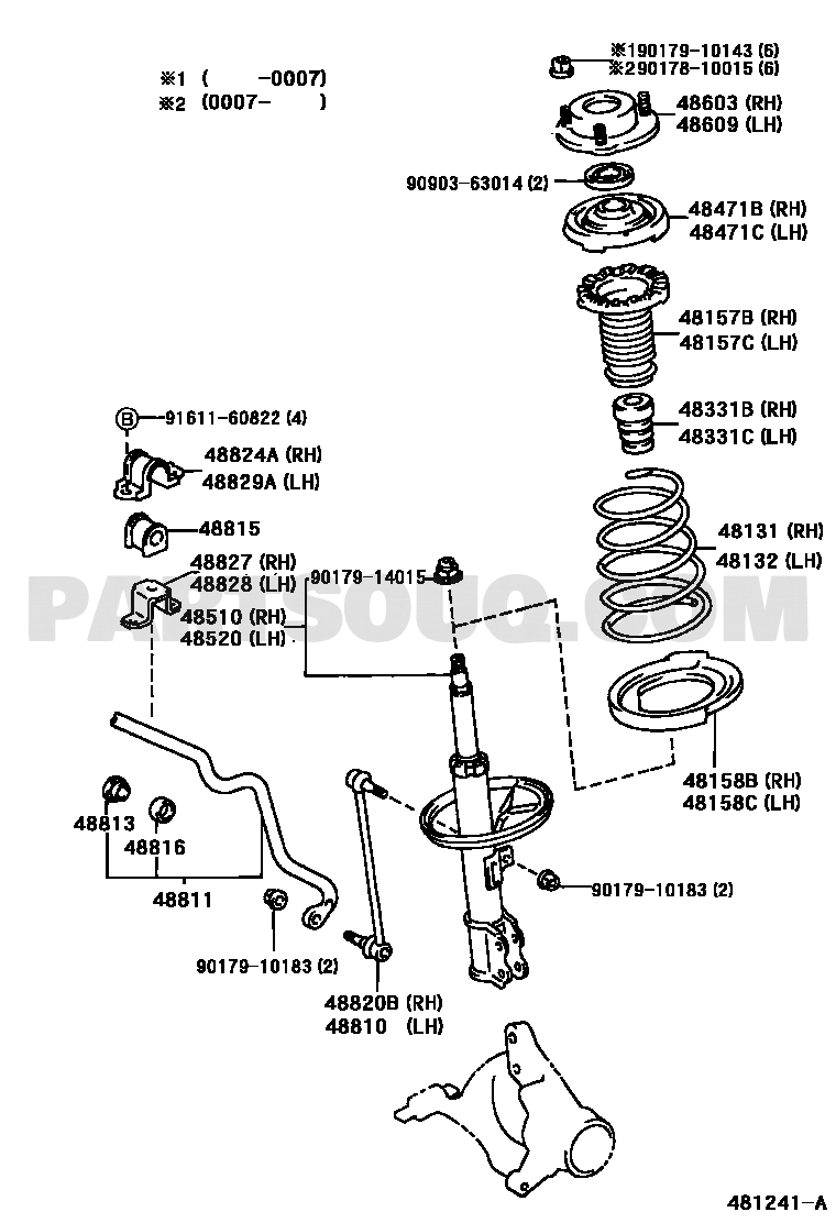 مخطط موضع وصلة الميزان الأمامية اليمنى 48820-33020 | Toyota EPC stabilizer link RH