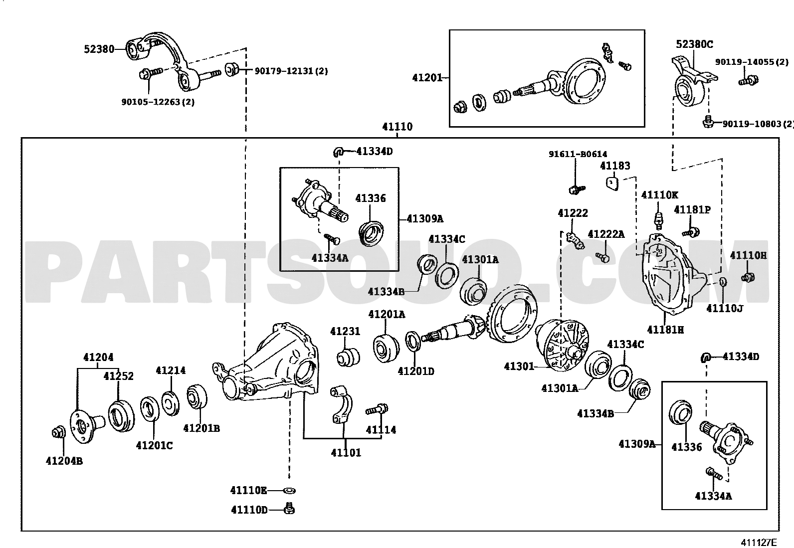 مخطط قاعدة الدفرنس الخلفي تويوتا 52380-42050 | Rear differential support EPC diagram