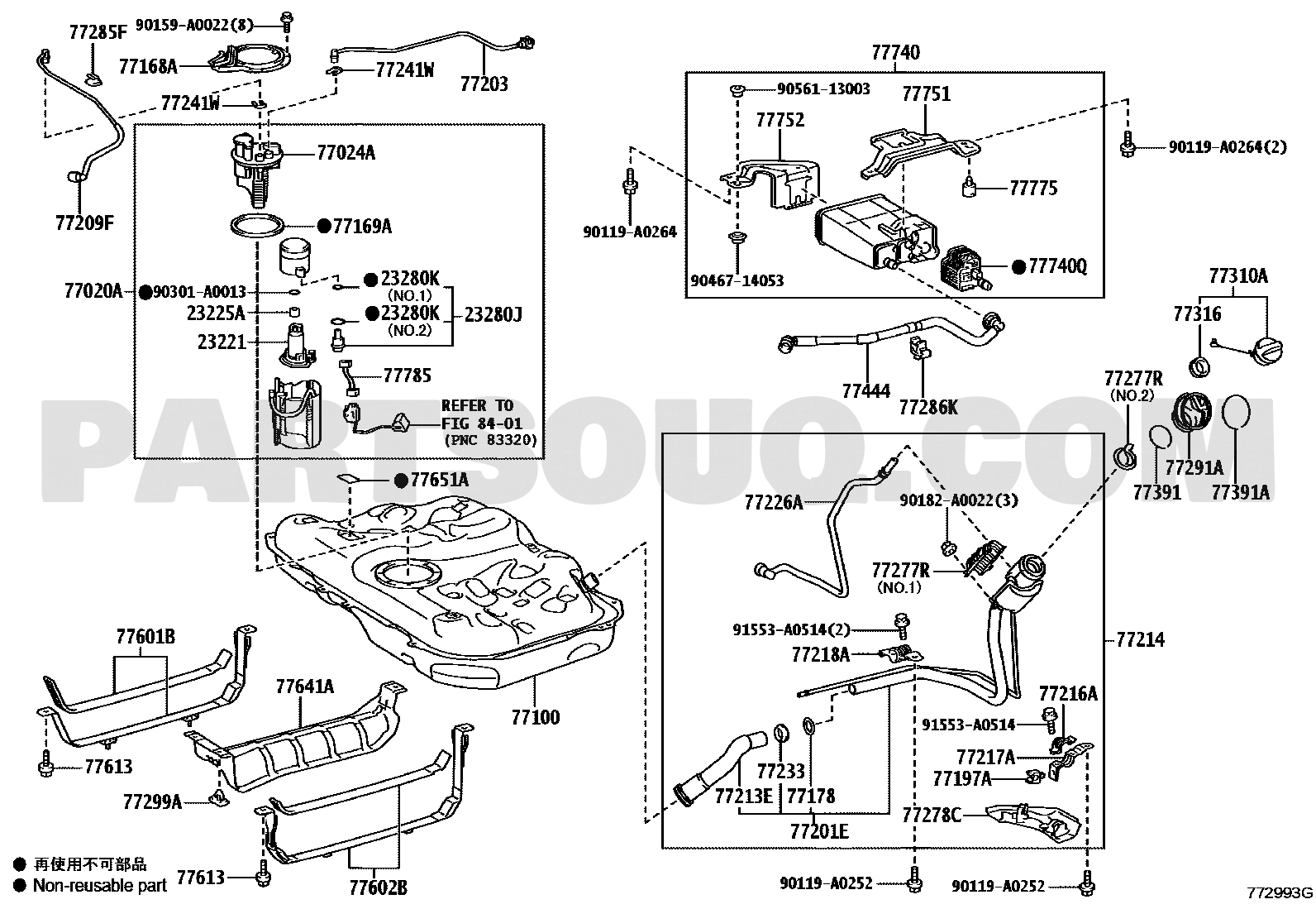 Partsouq EPC – 77300-07030 fuel tank cap, Camry ASV50, diagram 7701 callout 77310A