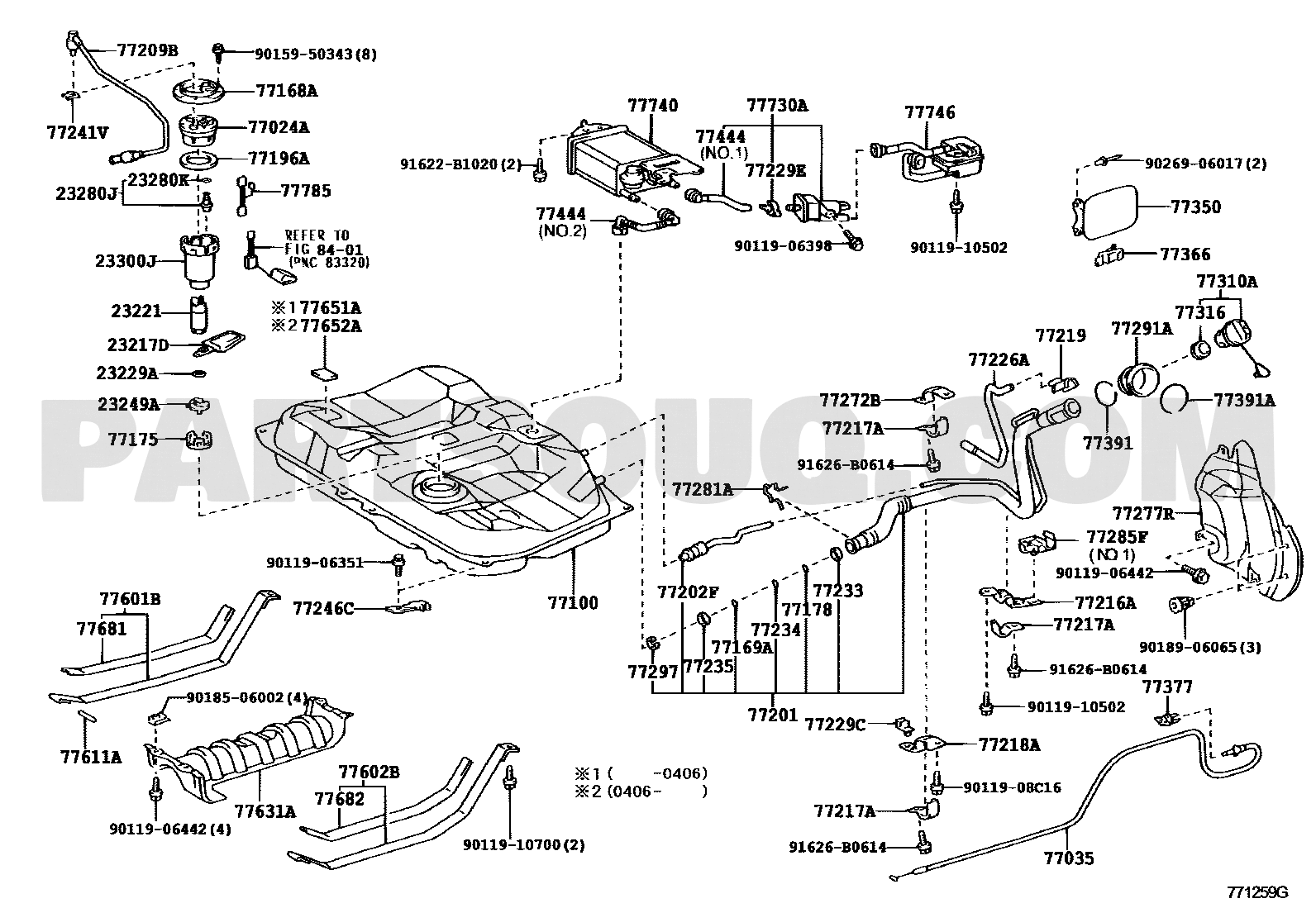 Partsouq EPC – 77300-47010 fuel tank cap, Camry ACV30, diagram 7701 callout 77310A