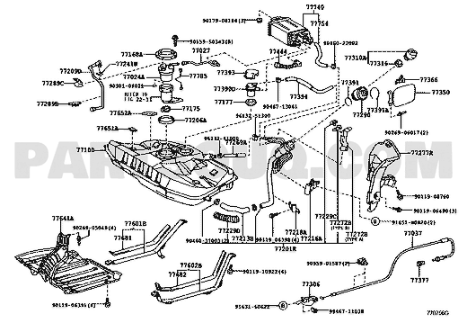 مخطط موضع غطاء خزان الوقود 77300-53010، الرمز 77310A | Toyota EPC diagram, callout 77310A