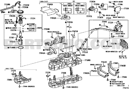 مخطط تويوتا EPC لغطاء خزان الوقود، OEM 77300-53020 | Toyota EPC diagram, callout 77310A