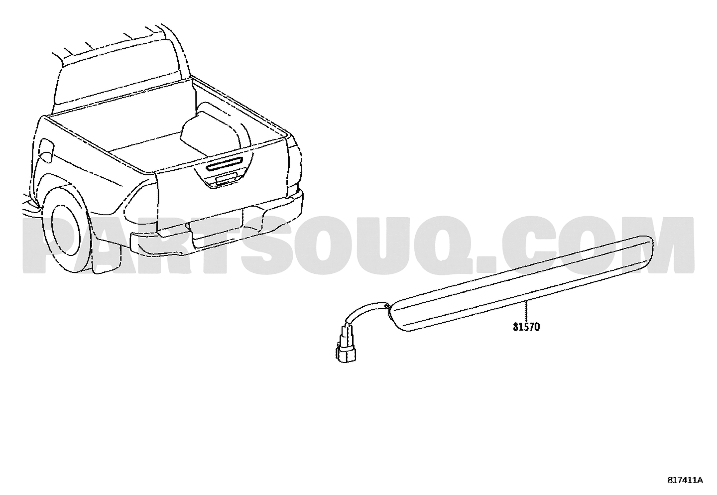 مخطط تويوتا لموضع لمبة الفرامل 81570-0K100 | Toyota EPC diagram