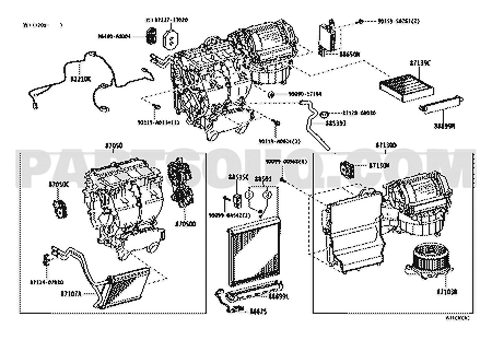 موضع مروحة المكيف الأمامية 87103-0C051 في المخطط | Front HVAC blower EPC position
