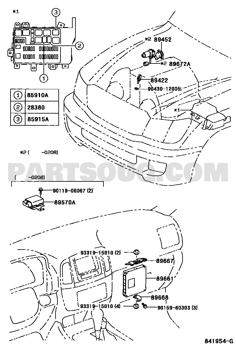 مخطط موضع حساس حرارة المحرك 89422-30030 | Toyota Lexus EPC callout 89422