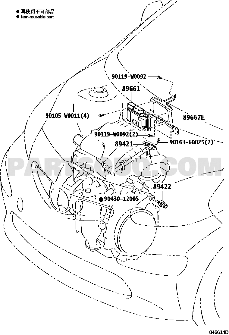 مخطط موضع حساس حرارة التبريد تويوتا 89422-33030 | Toyota EPC coolant sensor diagram