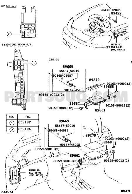 مخطط موضع حساس حرارة التبريد تويوتا 89422-35010 | Toyota EPC coolant sensor diagram
