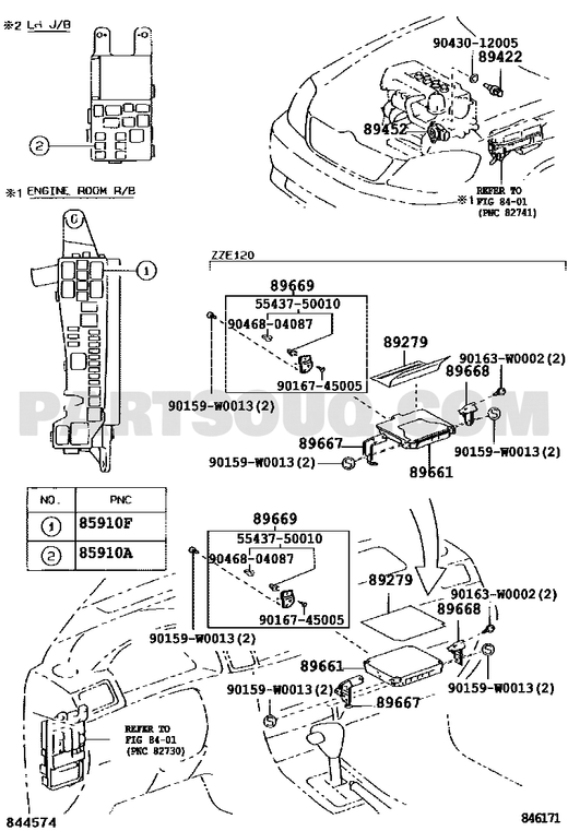 مخطط موضع حساس حرارة التبريد تويوتا 89422-35010 | Toyota EPC coolant sensor diagram