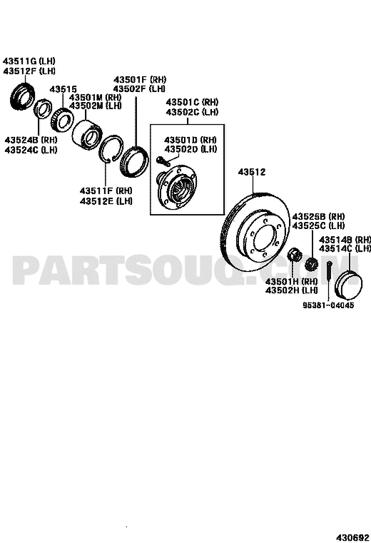 مخطط Toyota EPC للقطعة 90369-54002 – الموضعان 43501M و43502M | Toyota EPC callouts 43501M and 43502M