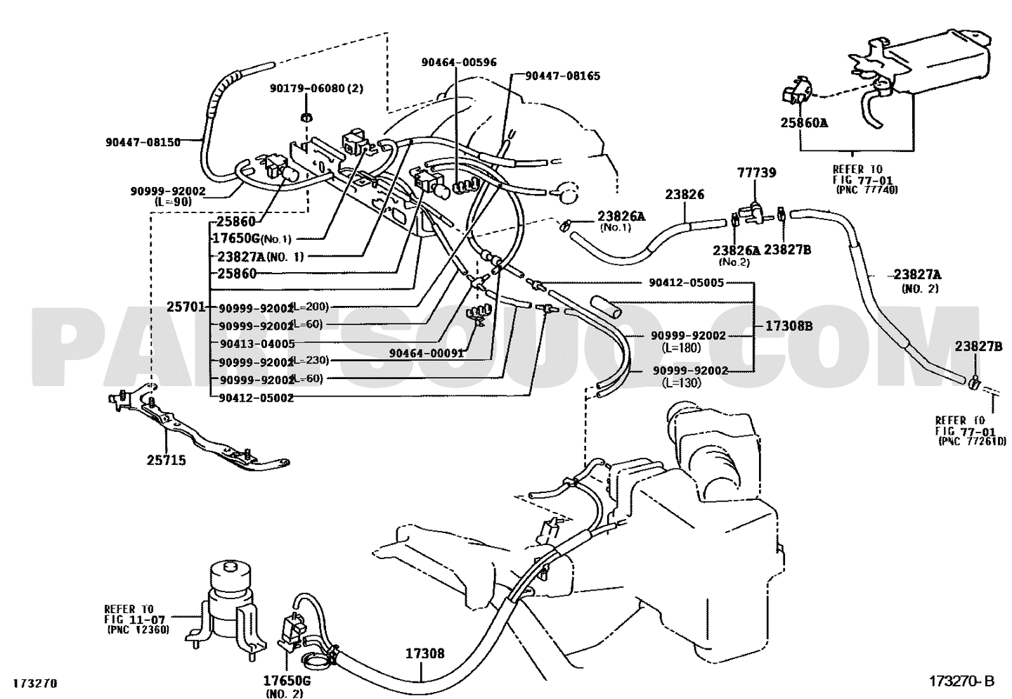 خريطة تركيب تويوتا للقطعة 90910-12204 – رقم الإشارة 17650G | Toyota EPC installation diagram