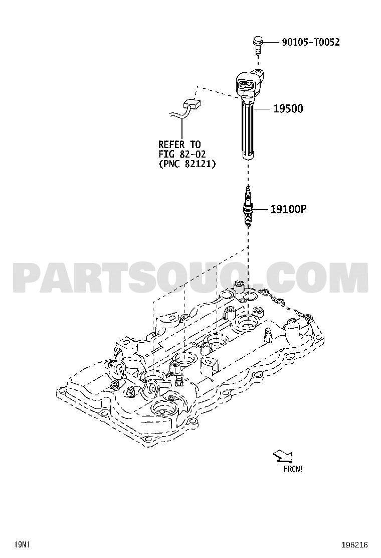 مخطط كويل الإشعال تويوتا رقم 90919-T2010 | Ignition Coil Diagram
